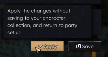 The Save option applies the changes and adds the character to the Character Collection